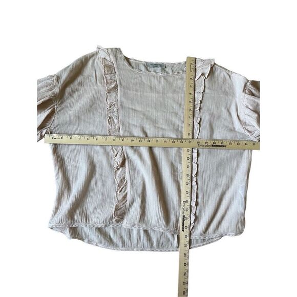 ALLSAINTS Blush Pink Cotton Long Sleeve Ruffled Blouse XS - Picture 5 of 8